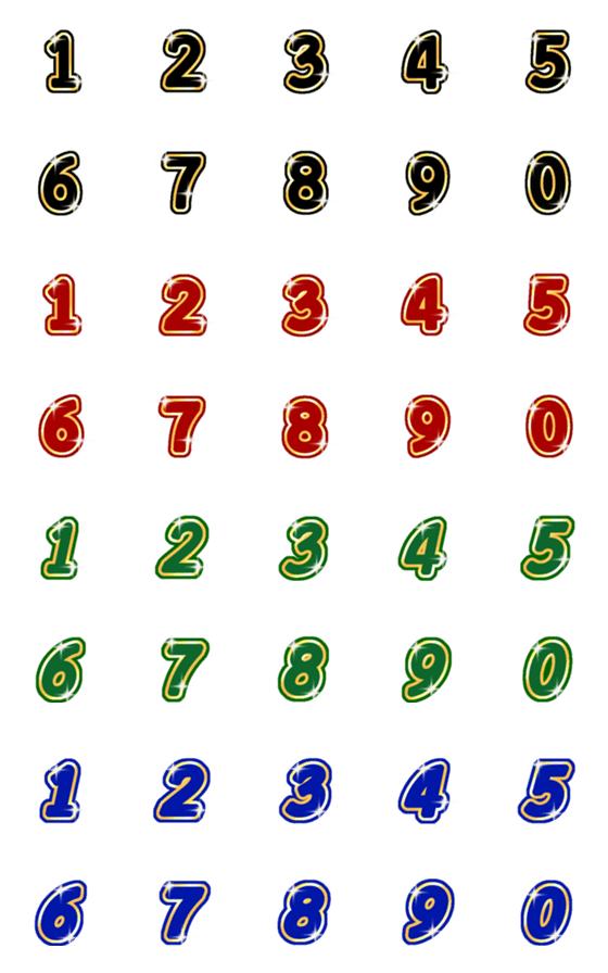 [LINE絵文字]Classic number gold animation emoji 4の画像一覧