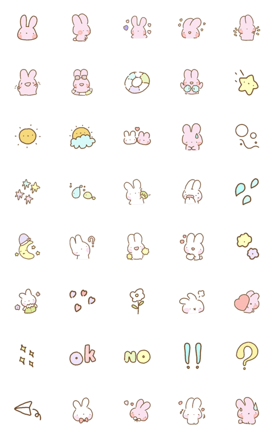[LINE絵文字]cute colorful rabbitの画像一覧