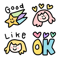 [LINE絵文字] PoMoTo Cheerful Girl Emojiの画像