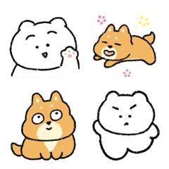 [LINE絵文字] 動く！まゆげねこと柴犬じょーじの絵文字の画像