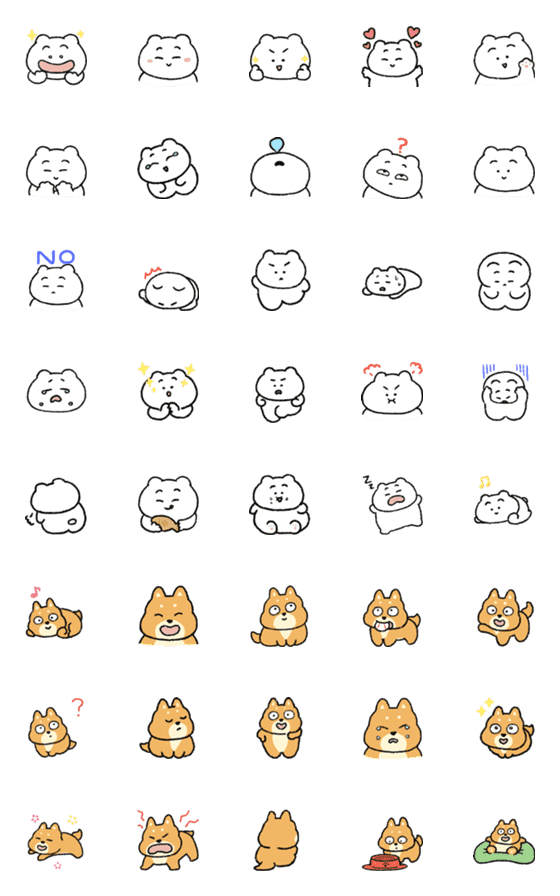 [LINE絵文字]動く！まゆげねこと柴犬じょーじの絵文字の画像一覧