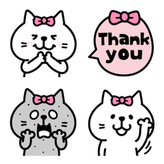 [LINE絵文字] リボン♡ねこ絵文字の画像
