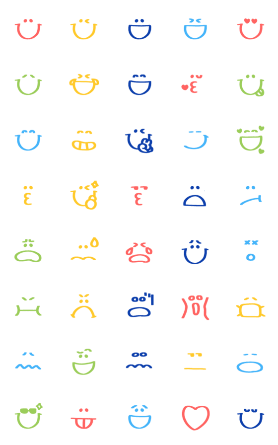 [LINE絵文字]マーカー顔文字（ビビットカラー）の画像一覧