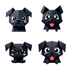 [LINE絵文字] 折り紙 - 可愛い黒犬の画像