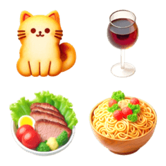 [LINE絵文字] ねこ パスタ 絵文字2の画像