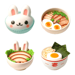 [LINE絵文字] うさぎ ラーメン 絵文字2の画像