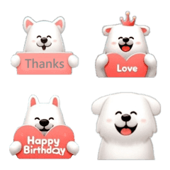 [LINE絵文字] cute white dog 2の画像