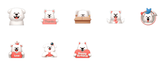 [LINE絵文字]cute white dog 2の画像一覧