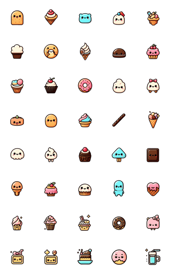 [LINE絵文字]Cute sweet desserts with a good moodの画像一覧