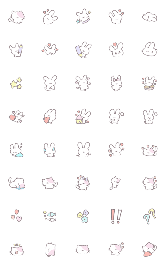 [LINE絵文字]Emoji : cat＆ rabbit cute*の画像一覧