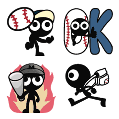 ▶︎動く！モノクロ人間13◎大すき野球！の絵文字メイン画像