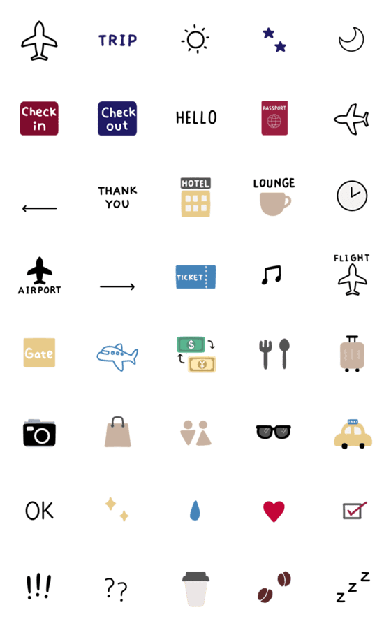 [LINE絵文字]旅行 おでかけ 飛行機の画像一覧