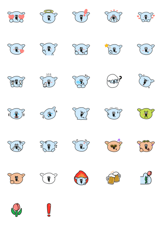 [LINE絵文字]Ome Koala Emojiの画像一覧