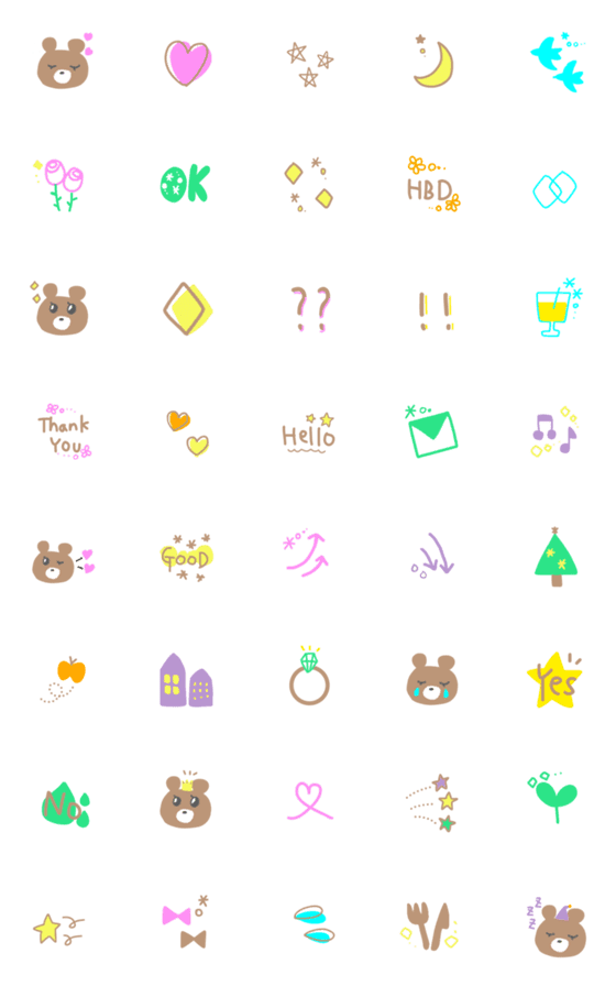 [LINE絵文字]クマとキラキラ毎日絵文字☆の画像一覧