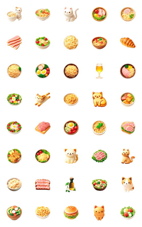 [LINE絵文字]ねこ パスタ 絵文字3の画像一覧