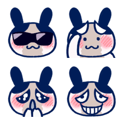 淋しがりやのハチワレうさぎ：ネイビーの絵文字メイン画像