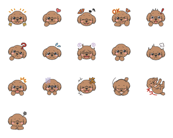 [LINE絵文字]トイプードルの「ロン」の絵文字の画像一覧