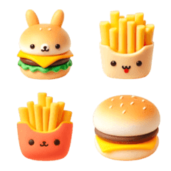 [LINE絵文字] うさぎ ハンバーガー 絵文字5の画像