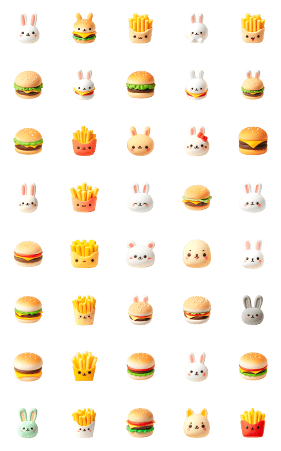 [LINE絵文字]うさぎ ハンバーガー 絵文字5の画像一覧