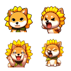 [LINE絵文字] 絵文字セクション - 可愛い花の柴犬の画像