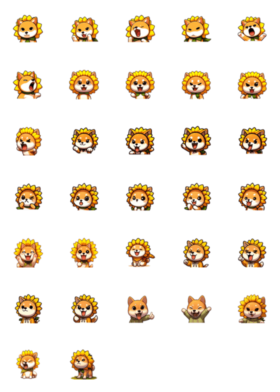 [LINE絵文字]絵文字セクション - 可愛い花の柴犬の画像一覧
