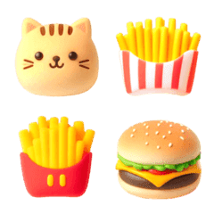 [LINE絵文字] ねこ ハンバーガー 絵文字5の画像