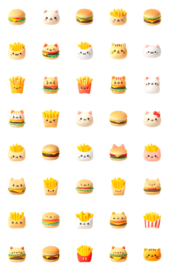 [LINE絵文字]ねこ ハンバーガー 絵文字5の画像一覧