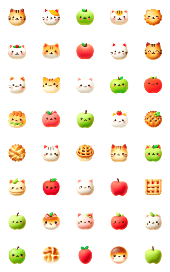 [LINE絵文字]ねこ アップルパイ 絵文字5の画像一覧