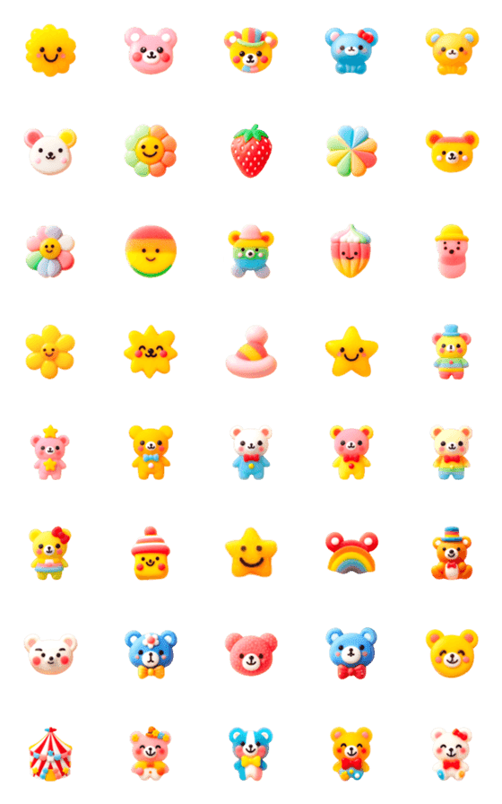[LINE絵文字]くま カラフル 絵文字9の画像一覧