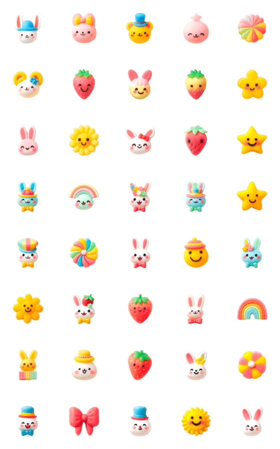 [LINE絵文字]うさぎ カラフル 絵文字9の画像一覧