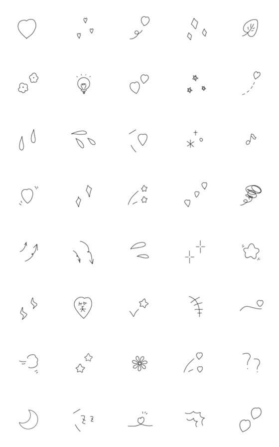 [LINE絵文字]【小さい】さりげないモノトーン♡の画像一覧