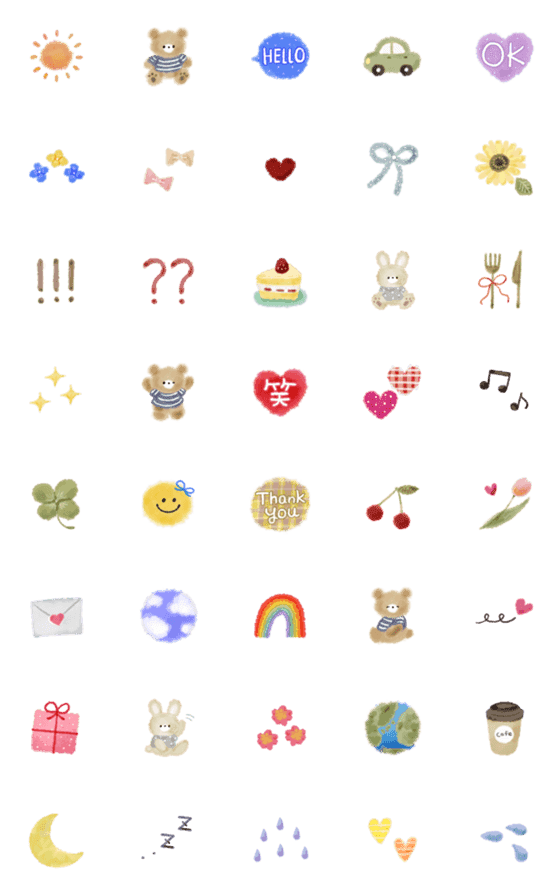 [LINE絵文字]かわいい水彩絵文字の画像一覧