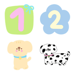 [LINE絵文字] Emoji No.0-9  pastel ＆ Dogsの画像