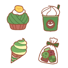 [LINE絵文字] おいしい＆かわいい！抹茶スイーツの絵文字の画像