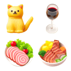 [LINE絵文字] ねこ パスタ 絵文字5の画像