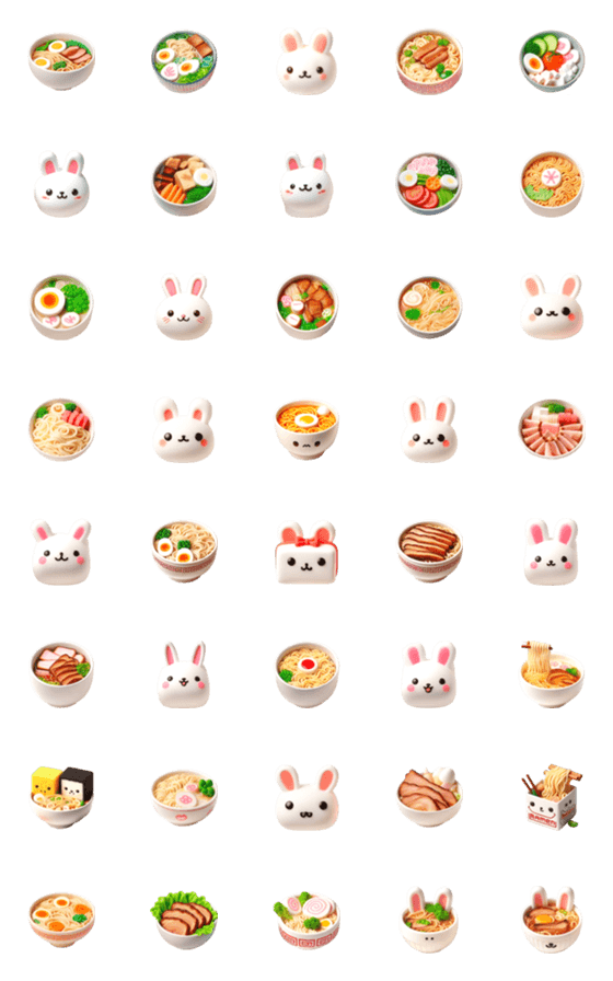 [LINE絵文字]うさぎ ラーメン 絵文字5の画像一覧