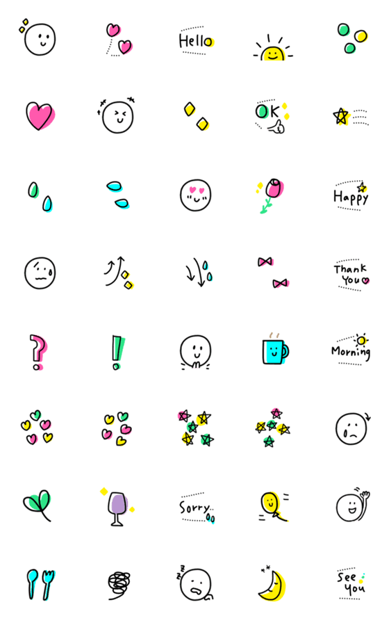 [LINE絵文字]シンプルでカワイイ基本の絵文字の画像一覧