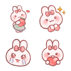 [LINE絵文字] リボンうさちゃん絵文字の画像
