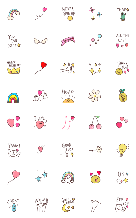 [LINE絵文字]＊＊ポジティブhappyセット＊＊の画像一覧