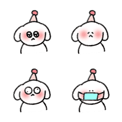[LINE絵文字] 白 犬 Gigi 顔を赤らめる 絵文字の画像