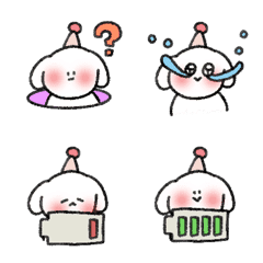 [LINE絵文字] 白 犬 Gigi 顔を赤らめる 絵文字 2の画像
