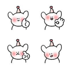 [LINE絵文字] 白 犬Gigi happy  顔を赤らめる 絵文字の画像