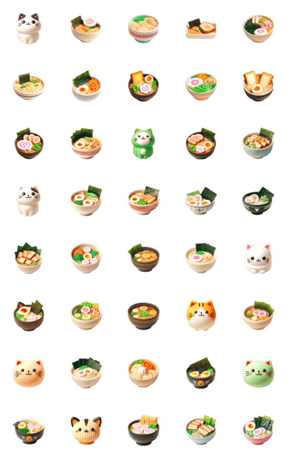 [LINE絵文字]ねこ ラーメン 絵文字5の画像一覧