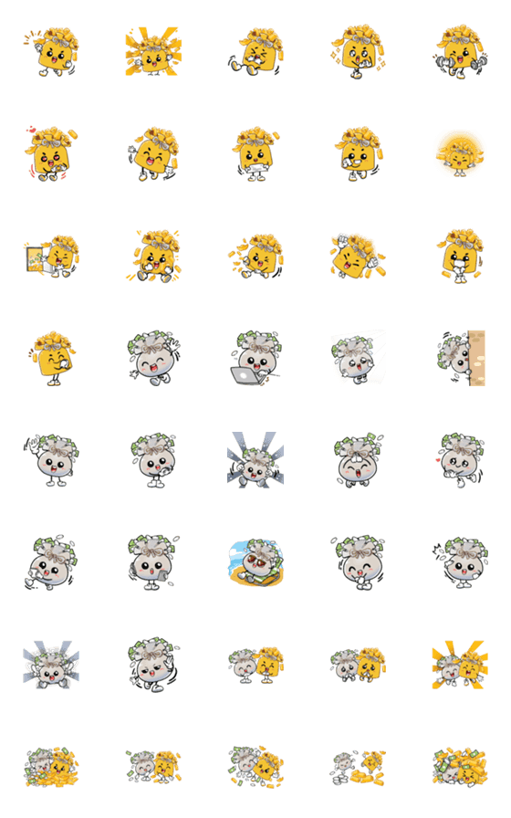 [LINE絵文字]Gold and Money Bagsの画像一覧