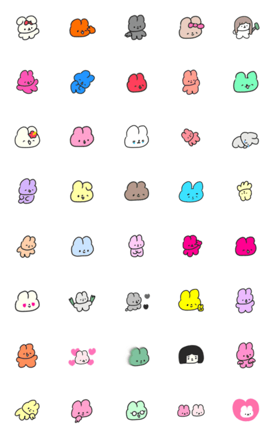 [LINE絵文字]たのしそうな絵文字（うさぎ）の画像一覧