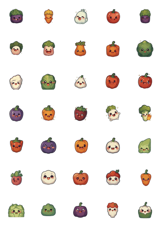 [LINE絵文字]Collection of bright vegetablesの画像一覧