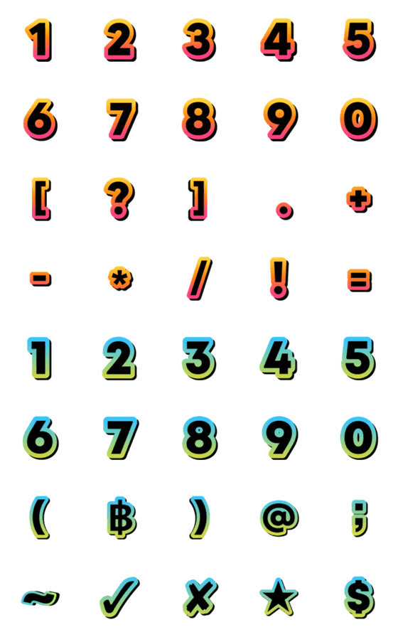 [LINE絵文字]Number emoji : black Gradientの画像一覧