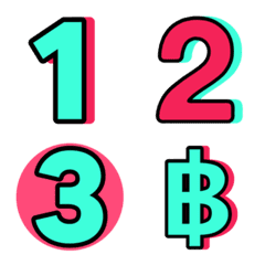 [LINE絵文字] Numbers emoji : mint pinkの画像